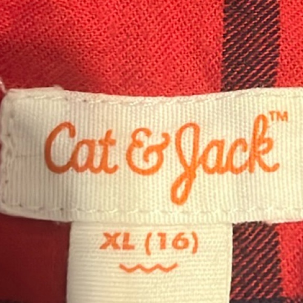 Cat & Jack Red and Black Button Down Shirt